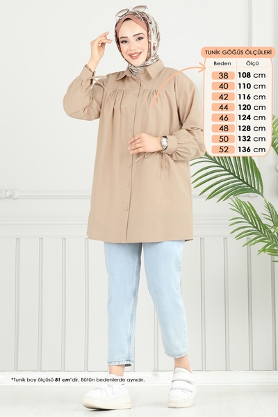 ModaMerve Manşeti Bağcıklı Tunik 4101PM271-MS Vizyon