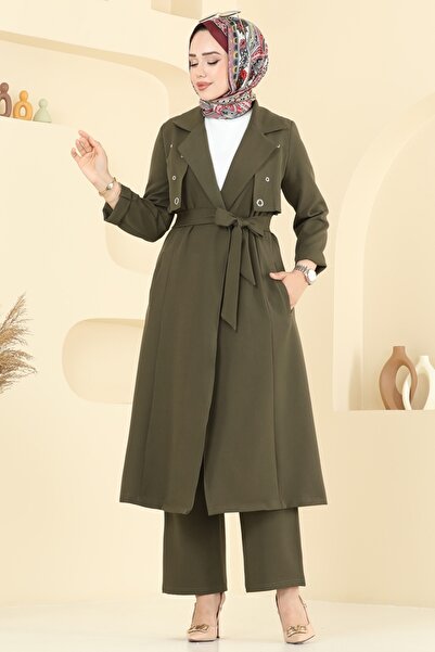 ModaMerve Kuşgözü Detaylı Tesettür Takım 2694SL432-MS Haki