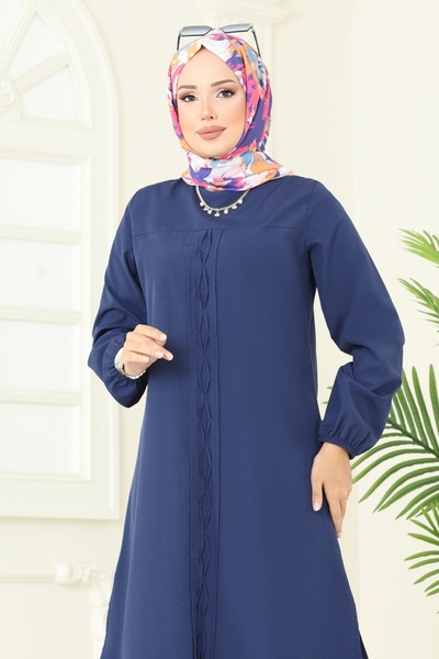 ModaMerve Yandan Yırtmaçlı Terikoton Tunik 4109PM271-MS Laci