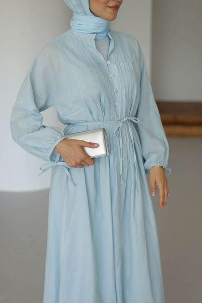 MOONSC Ribbed Cotton Linen Dress with Lining