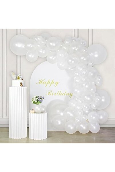 Flippy Latex Balloons for Arch, Flippy, Set 120 Balloons, Baptism, Transparent, 23 cm, White
