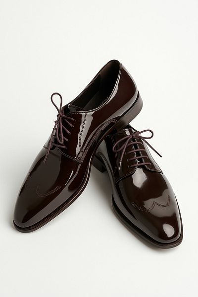 Deriderim Brown Patent Leather Classic Shoes