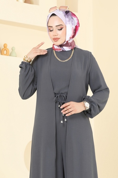 ModaMerve Yelekli Aerobin Tulum 2706SL432-MS Antrasit