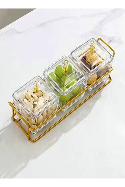 Raffine 3 قطع من أطباق الفاكهة والوجبات الخفيفة الفاخرة مع صينية