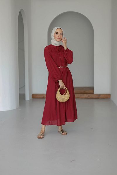 MOONSC Ribbed Cotton Linen Dress with Lining
