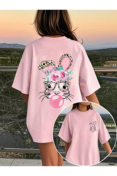 SVART WEAR Tricou Rabbit Leopard Digital cu imprimeu bumbac 100% supradimensi...