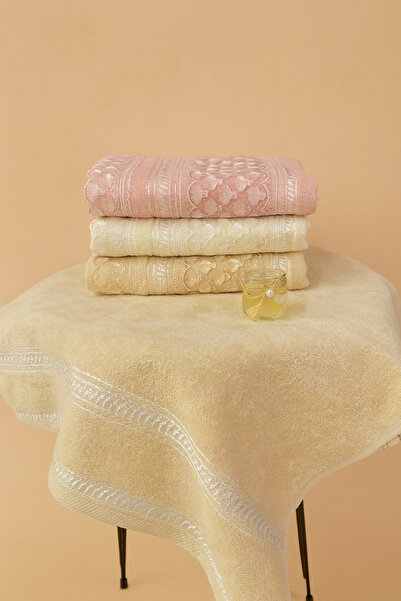 Teksev Pelin 3 piese Prosop pentru mâini și față 100% bumbac, textura catifea, dantelă și dantelă