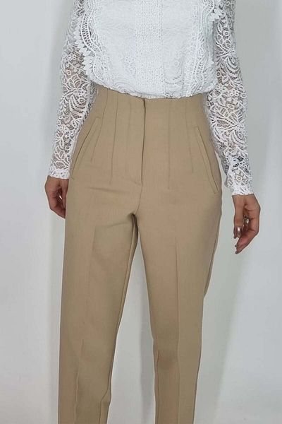 FashionForYou ChicMe high waisted elegant trousers, Cream, M