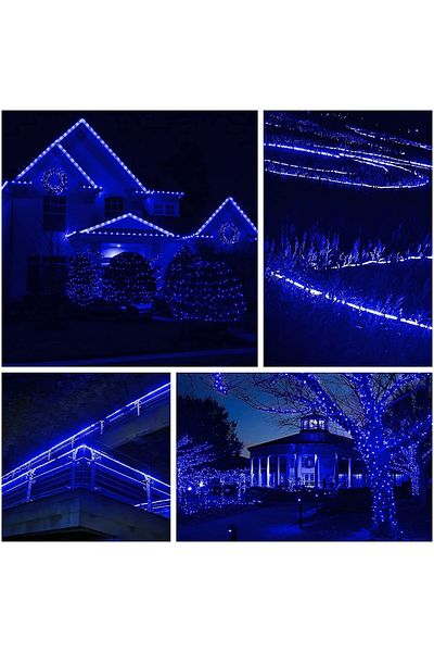 Teo Instalatie Craciun, 30 m, 720 Led-uri, Furtun Luminos, Albastru, Transformator, 8 jocuri de lumini,