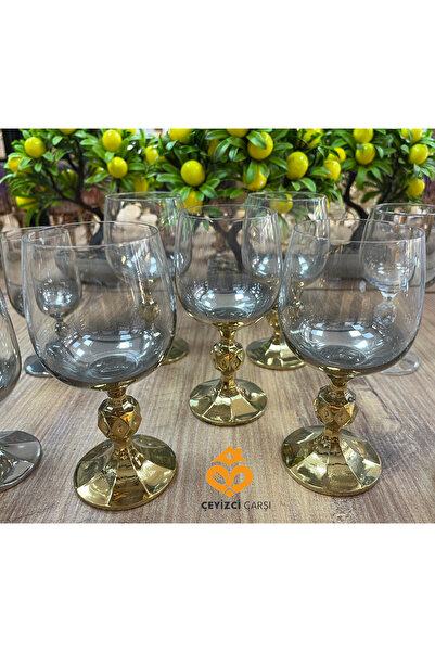 ÇEYİZCİ ÇARŞI ARADIĞIN HERŞEY TEK TIKLA Gold Titanyum Kaplama Ayaklı Bardak Takımı 6’lı - Lüks Meşrubat ve Sunum Bardağı