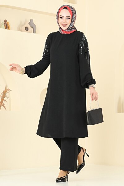 ModaMerve Taş Detay Aerobin Takım 2633SL432-MS Siyah