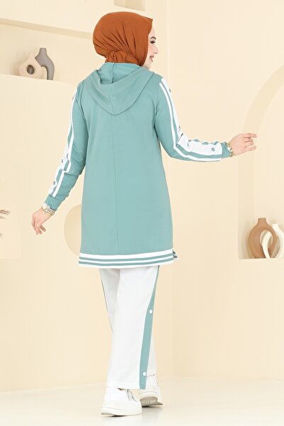 ModaMerve Yazı Baskılı Tesettür Takım 2599SL432-MS Mint