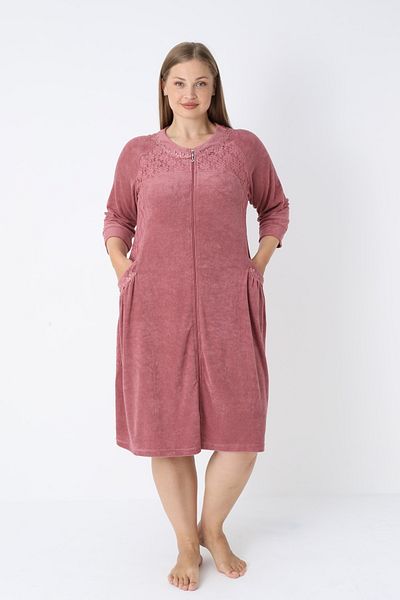 ROMEO LİFE Women's Plus Size Bamboo Micro Fabric Zippered Stylish Velvet Dress 3467