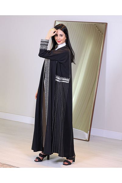 elegant veil Washed silk Asiri abaya with embroidery