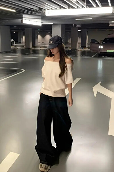 COOL TARZ White 5 Pack Women's Off Shoulder Boat Neck Oversize T-Shirt