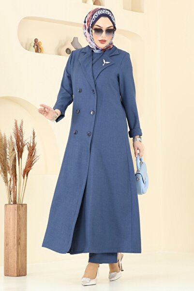 ModaMerve Kruvaze Yaka Üçlü Takım 2653SL432-MS İndigo