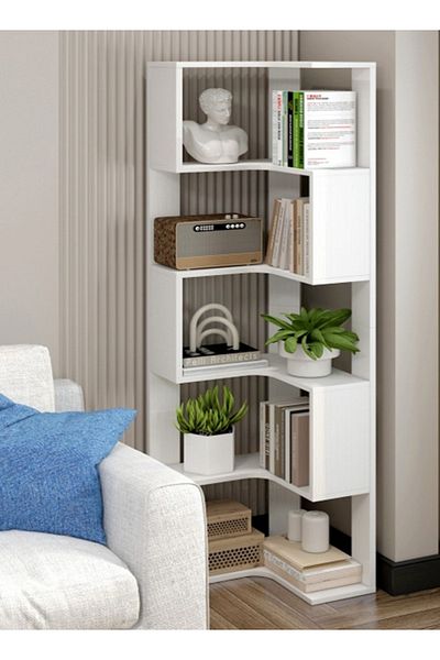 Raffine Multi-tier corner bookshelf with storage rack for study room & living room 30x30x160 cm