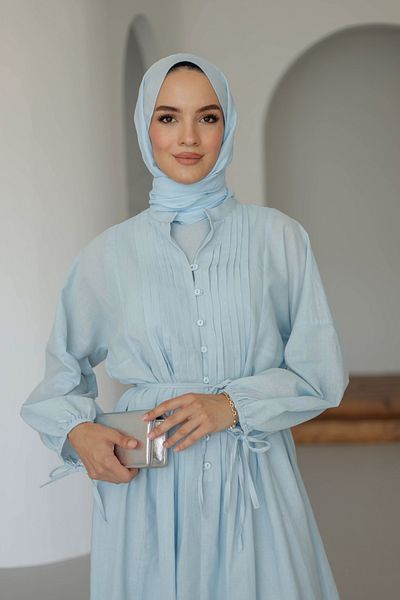 MOONSC Ribbed Cotton Linen Dress with Lining