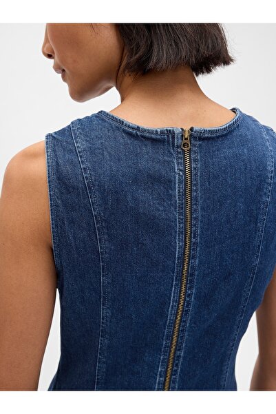 GAP Kadın Koyu Mavi Denim Mini Shift Elbise