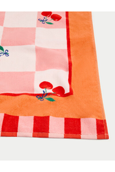 Marks & Spencer %100 Pamuklu Kiraz Desenli Kareli Plaj Havlusu