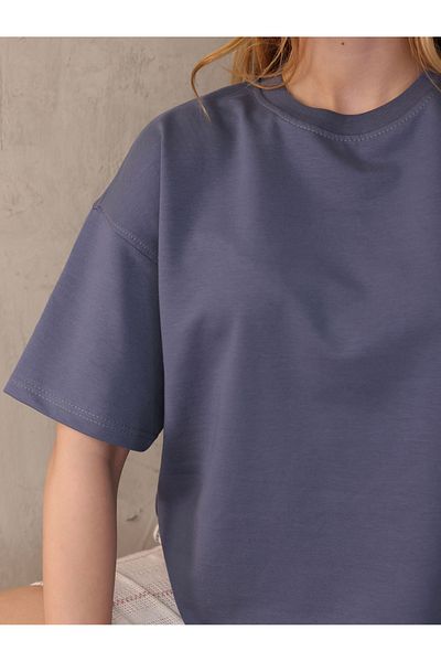 GRODYT Grody.T Women's Oversize Loose Boyfriend T-Shirt Crew Neck, Two-Thread Knitted T-Shirt.