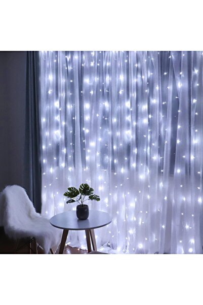 Teo Instalatie Craciun, Tip Perdea, IP44, 8 m x 2 m, 960 LED-uri, Alb rece, 8 jocuri de lumini, Transfor