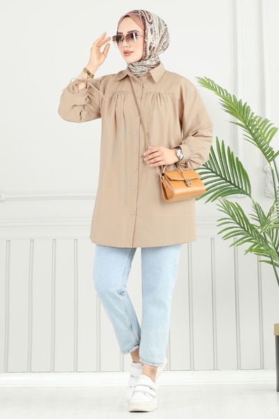 ModaMerve Manşeti Bağcıklı Tunik 4101PM271-MS Vizyon