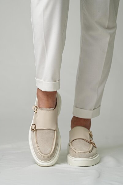 TETRİ Gody Model Hakiki Deri El Yapımı Erkek Bej Süet Deri Casual Ayakkabı