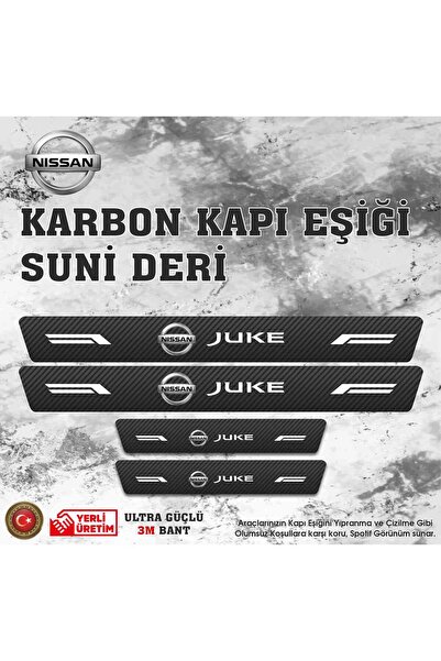 ototime Nissan Juke Uyumlu Deri Karbon Kapı Eşiği Koruyucu Bant 4 adet