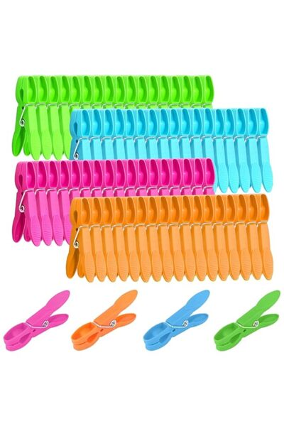 Generic مشابك غسيل بيترجوني 72 قطعة، مشابك غسيل بلاستيكية ملونة، مشابك غسيل ش...