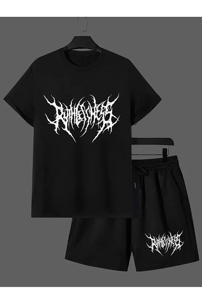 AEMİ Unisex T-Shirt Printed Oversize T-Shirt Shorts Set