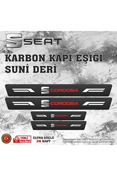 ototime Seat Cordoba Uyumlu Deri Karbon Kapı Eşiği Koruyucu Bant 4 adet
