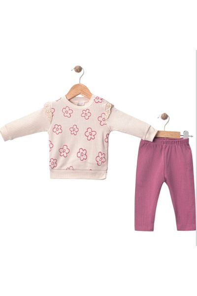 Baby Wings Floral Embroidered Girl's Double Set