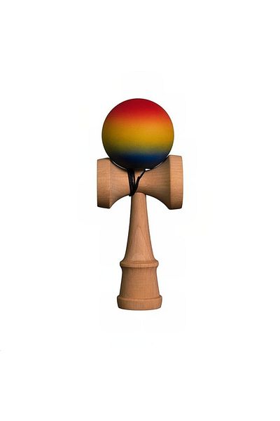 Kendama Interactive Wooden Toy 18 cm, Skill Game for Children and Adults, Red Yellow Blue
