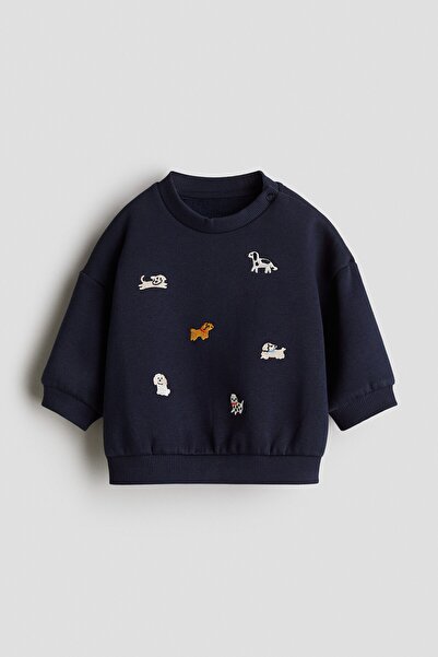 H&M Motif Detaylı ve İçi Tüylü Sweatshirt