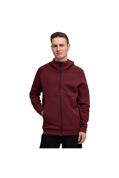 Puma Tech Full-Zip Hoodie Erkek Bordo Günlük Stil Sweatshirt 68804596