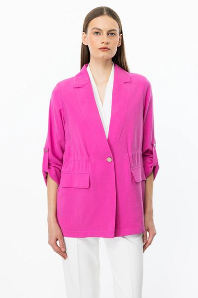 Ekol Lace-Up Jacket with Cover Pocket Pink-4142