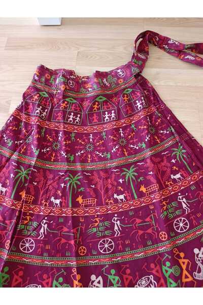 anne moda ankara Ethnic, Boem, 100% bumbac, Vopsea organică, Fusta lungă, înfășurată