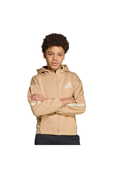 adidas Z.N.E. Full-Zip Çocuk Kahverengi Günlük Stil Sweatshirt JW4004