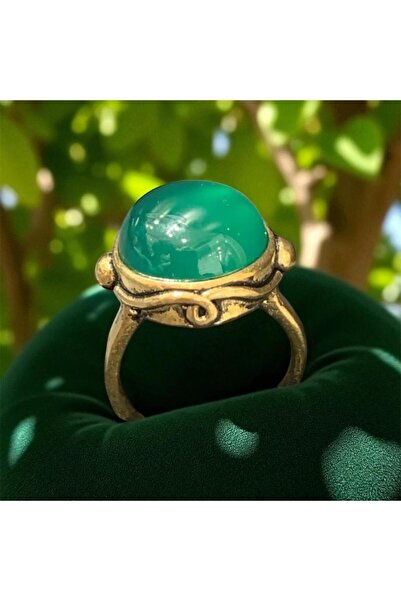 AURA STONE AuraStone Yeşil Akik Doğal Taş Bronz Yüzük