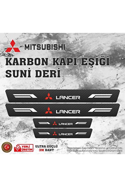 ototime Mıtsubıshı Lancer Uyumlu Deri Karbon Kapı Eşiği Koruyucu Bant 4 adet