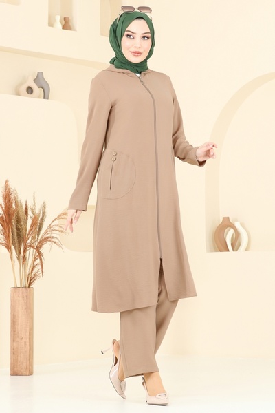 ModaMerve Front Zipper Hijab Suit 9025S324-Ms Vision