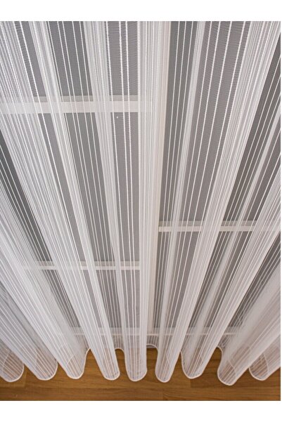 Elen's ÇİZGİLİ TÜL Ütü istemeyen HER ODAYA UYGUN 1/2,5 Sık Pileli Doğal EKRU ...