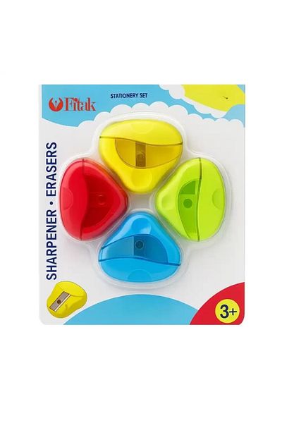 fitkaer Fitak 2-in-1 Eraser & Sharpener Combo – 4pcs Multi-Color Set | Compact, Non-Toxic & Kid-Friendly