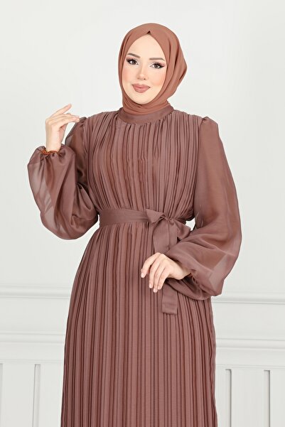 ModaMerve Eteği Katlı Abiye 5689EDF311-MS Bakır