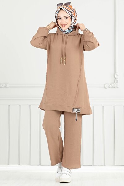 ModaMerve Arma Detay Tesettür Takım 6014UZ662-MS Koyu Vizyon
