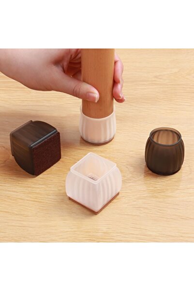 Flippy Set 16 Protectii pentru Picioare Scaun si Podea, Flippy, Universale din Silicon, Model Patrat, Alb T