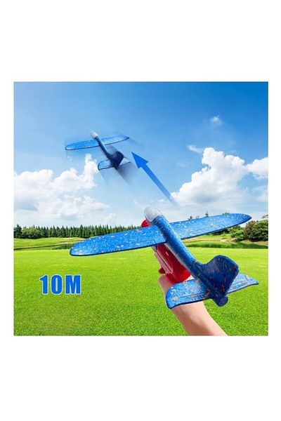 Teo Pistol cu Lansator de Avion, , din Polistiren+Plastic, +3 Ani, Avion 38 cm, Lansare 10 m, Rosu/Albas
