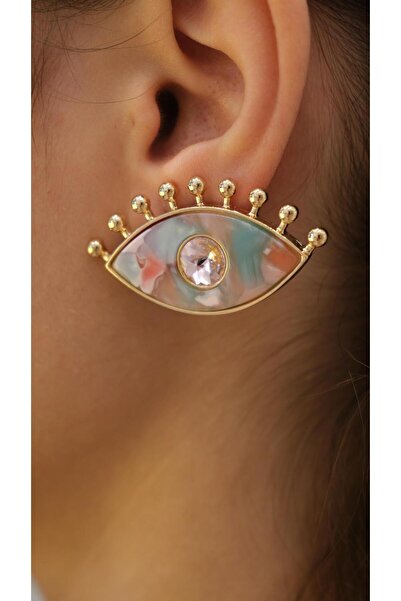 Jerie Gold Colored Eye Figure Earrings