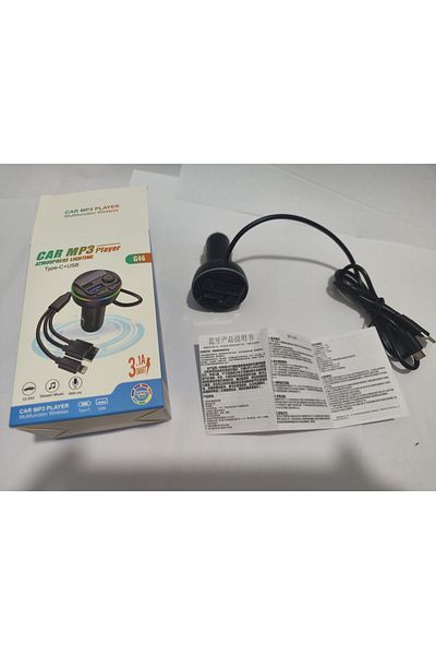 Teo Car Charger with MP3 Player, , USB Fast Charge QC3.0 and Type C Port, PD 20W, Bluetooth, 3 Power Outlets